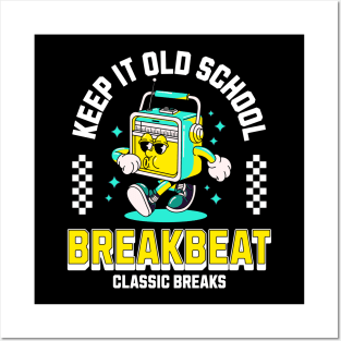 BREAKBEAT  - Keep It Old School Mascot (white/blue) Posters and Art